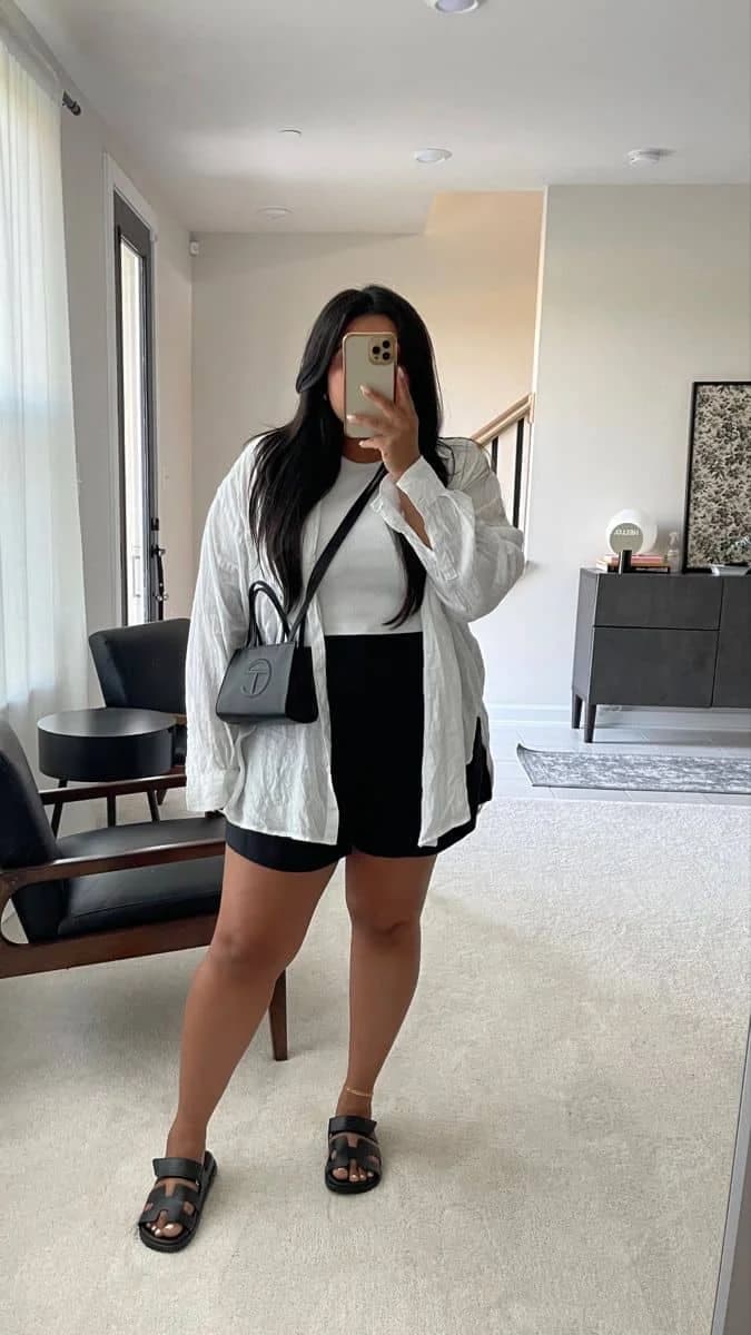 Chic Monochrome with White Blazer