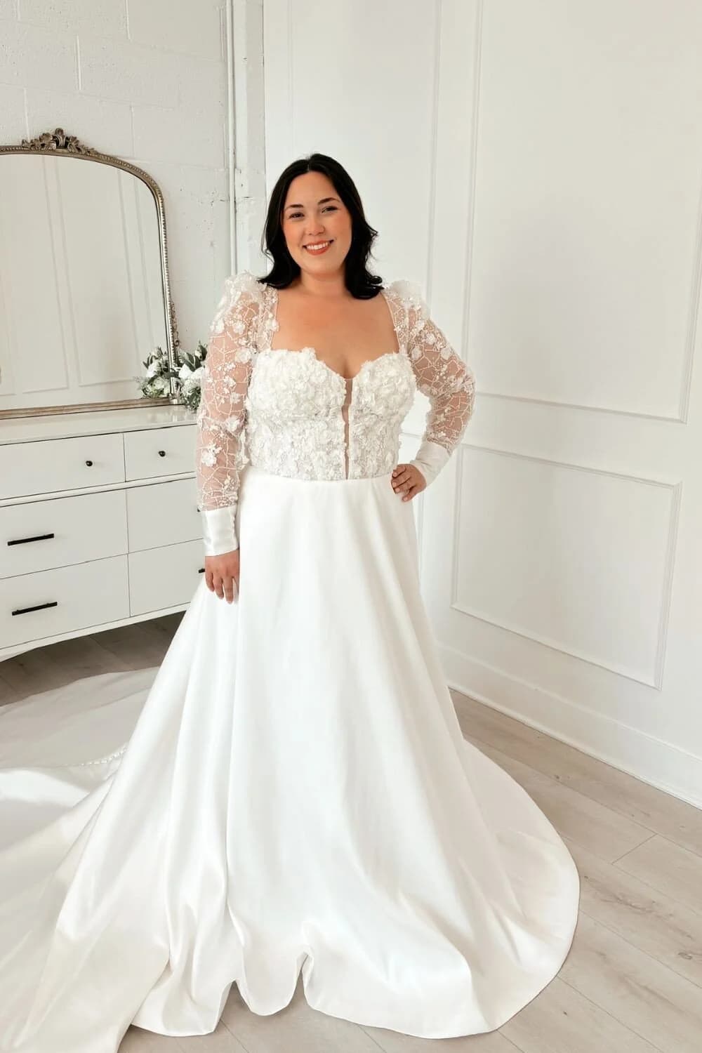Lace Sleeves With Flowing Skirt