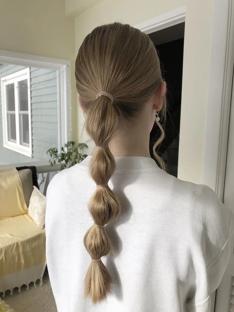 Sleek and Playful Bubble Ponytail Style