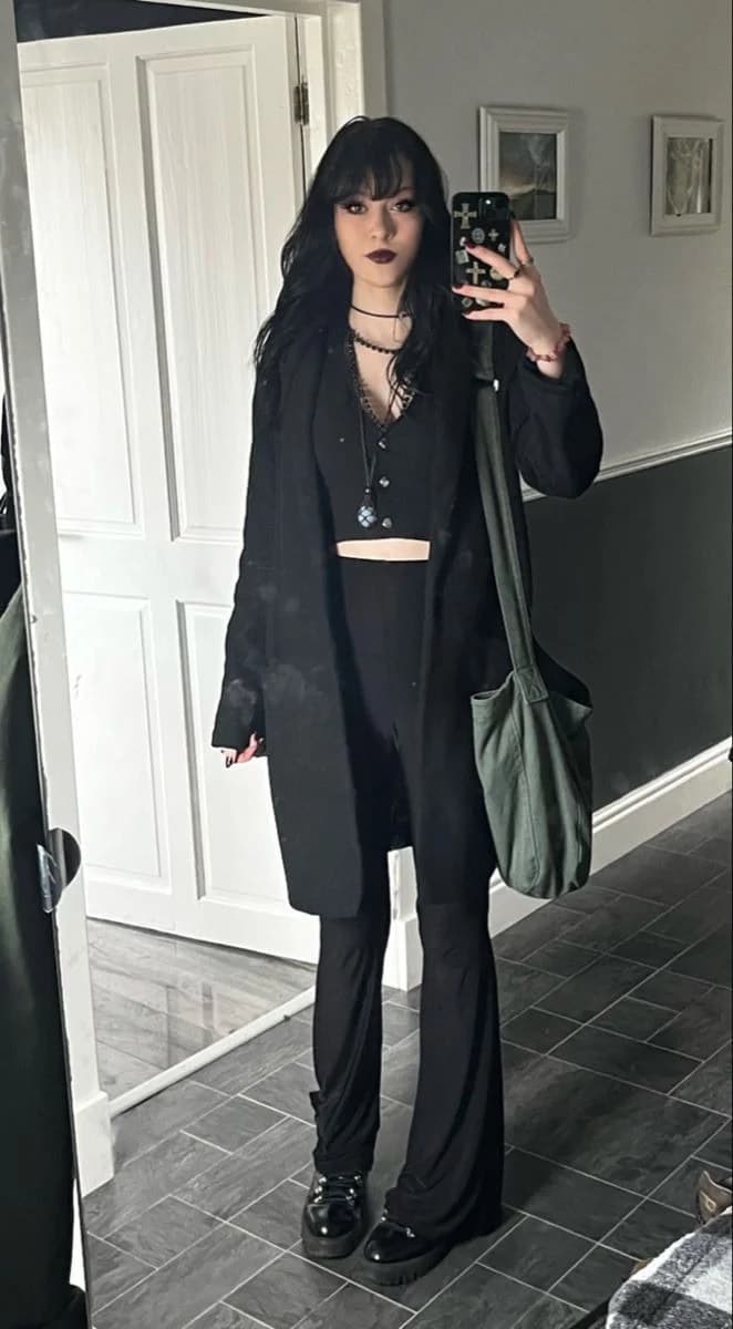 Sleek Black Goth Winter Elegance