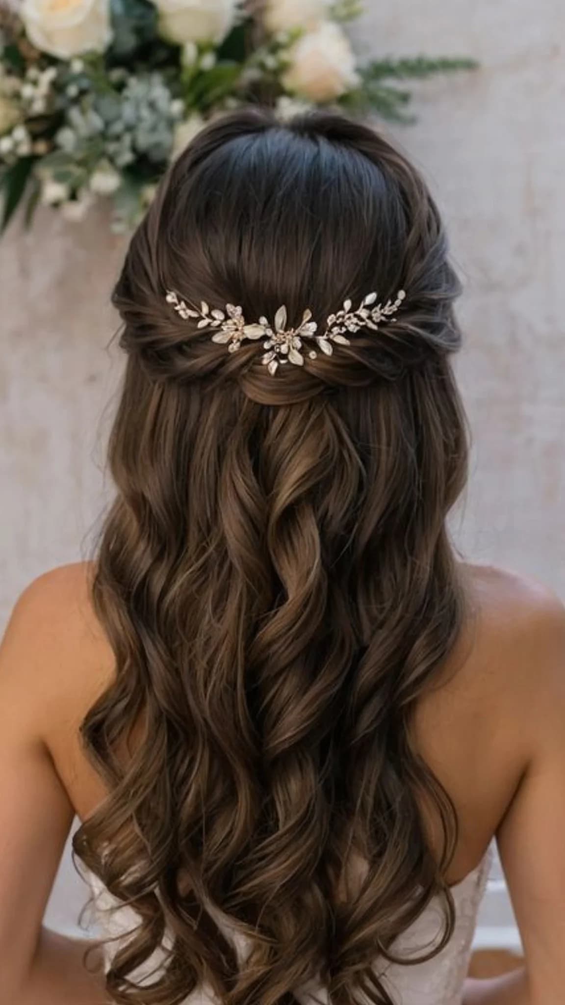 Floral Embellished Half-Up Style