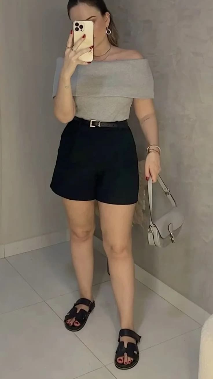 Chic Off-Shoulder and Shorts Combo
