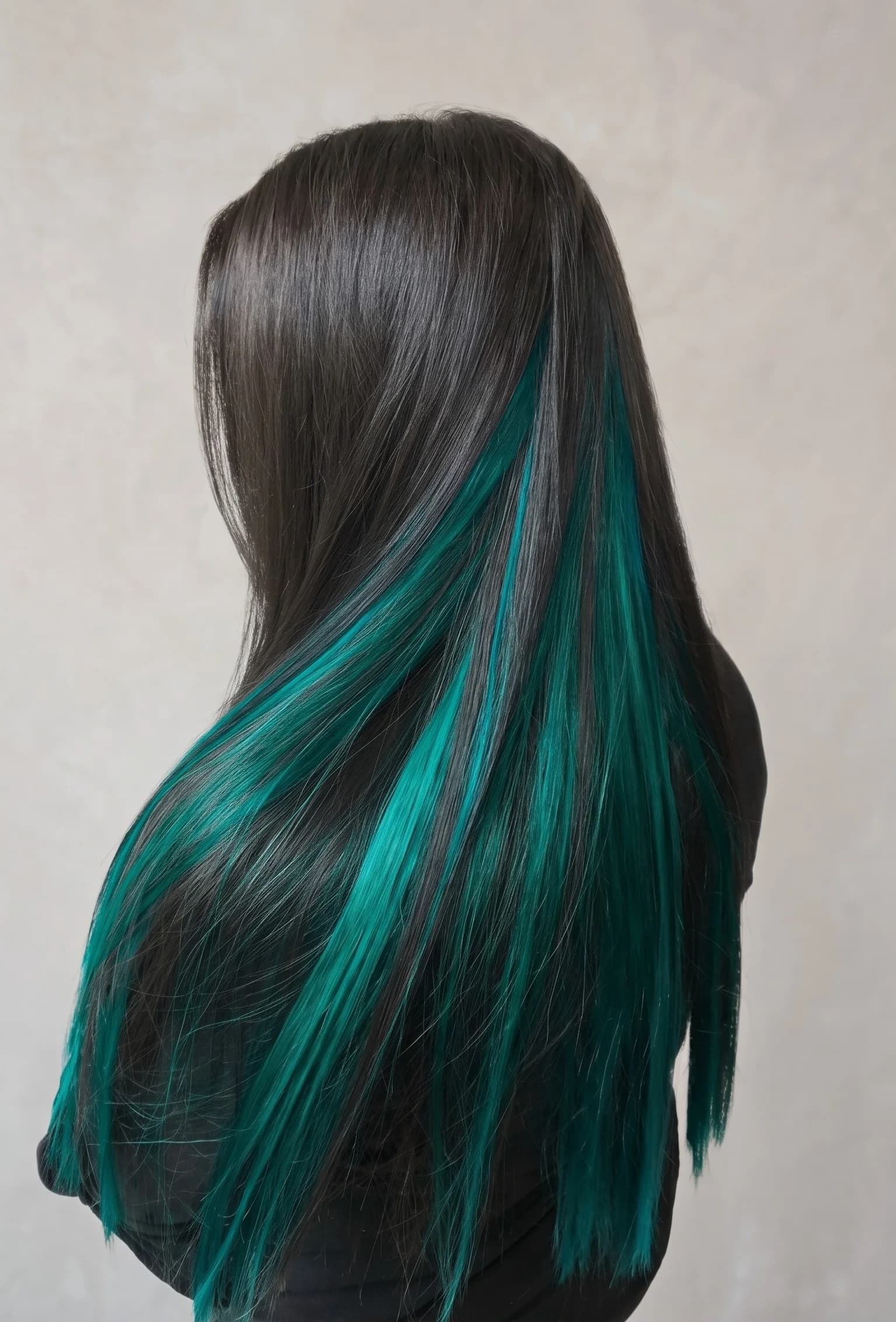 Emerald Teal Peekaboo Hair Tint Color Trend