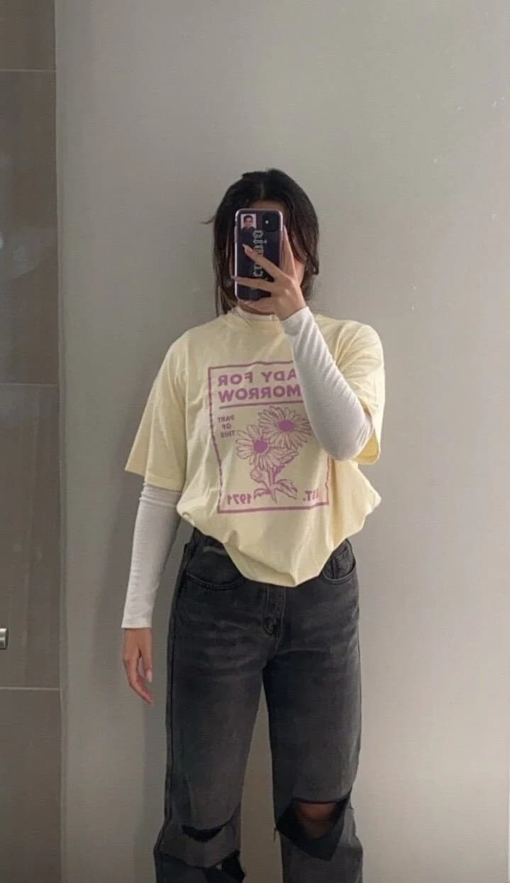 Graphic Tee With Layered Long Sleeves